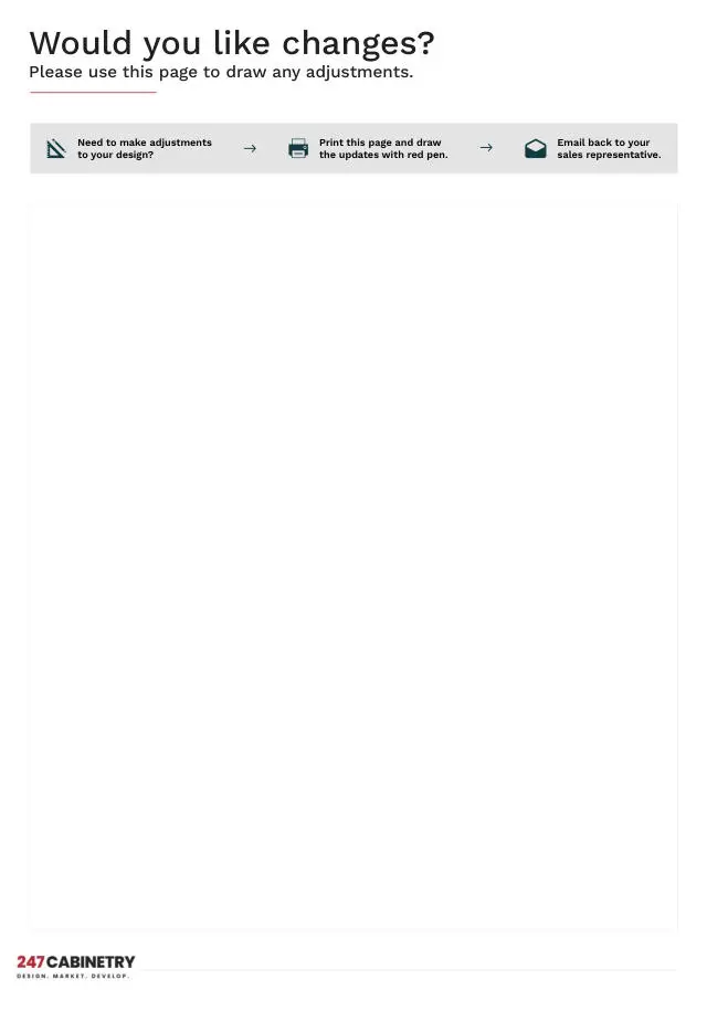 Revision markup page: A page for the homeowner or dealer to sketch changes before the revision request.
